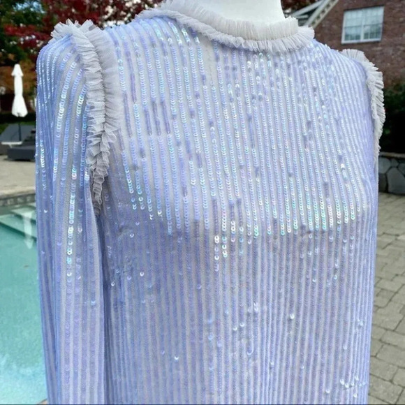 NWT BHLDN Needle & Thread Shimmer Long Sleeve Mini Dress - Picture 13 of 17